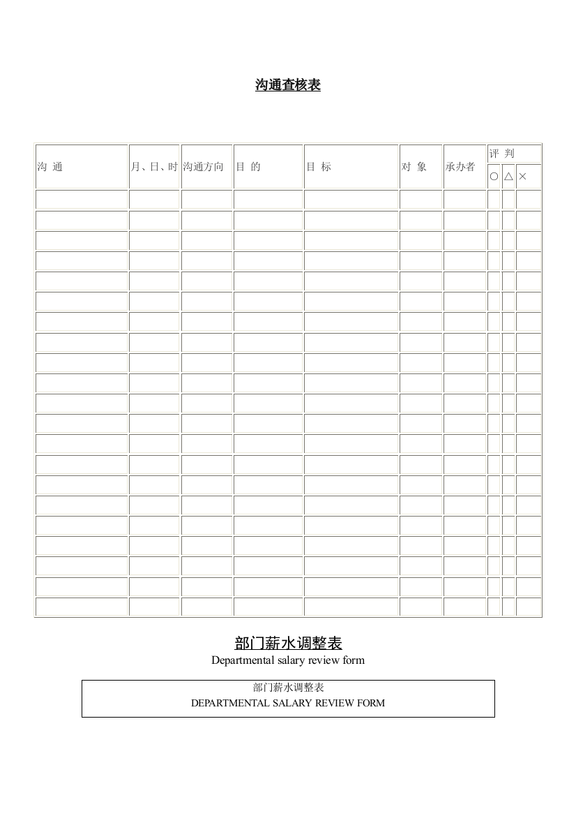 公司企业沟通查核表