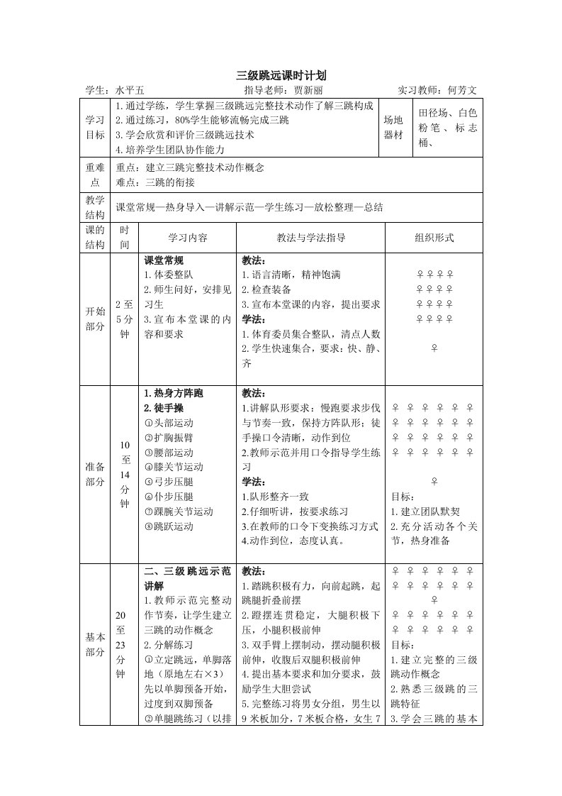 三级跳远课时计划