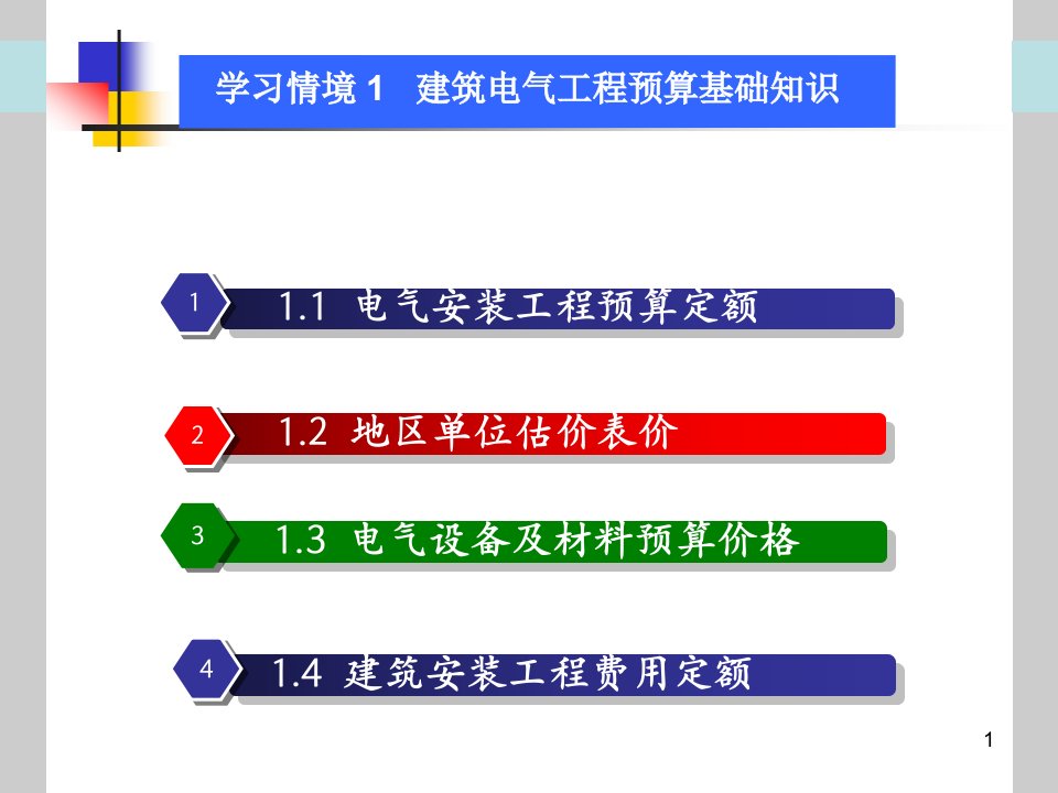 情景1建筑电气预算基础知识课件