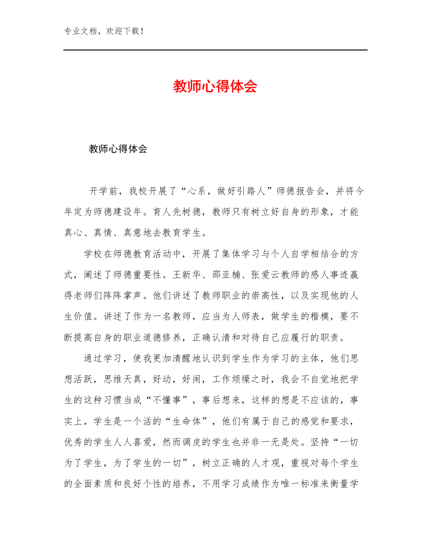 教师心得体会优选范文24篇合集