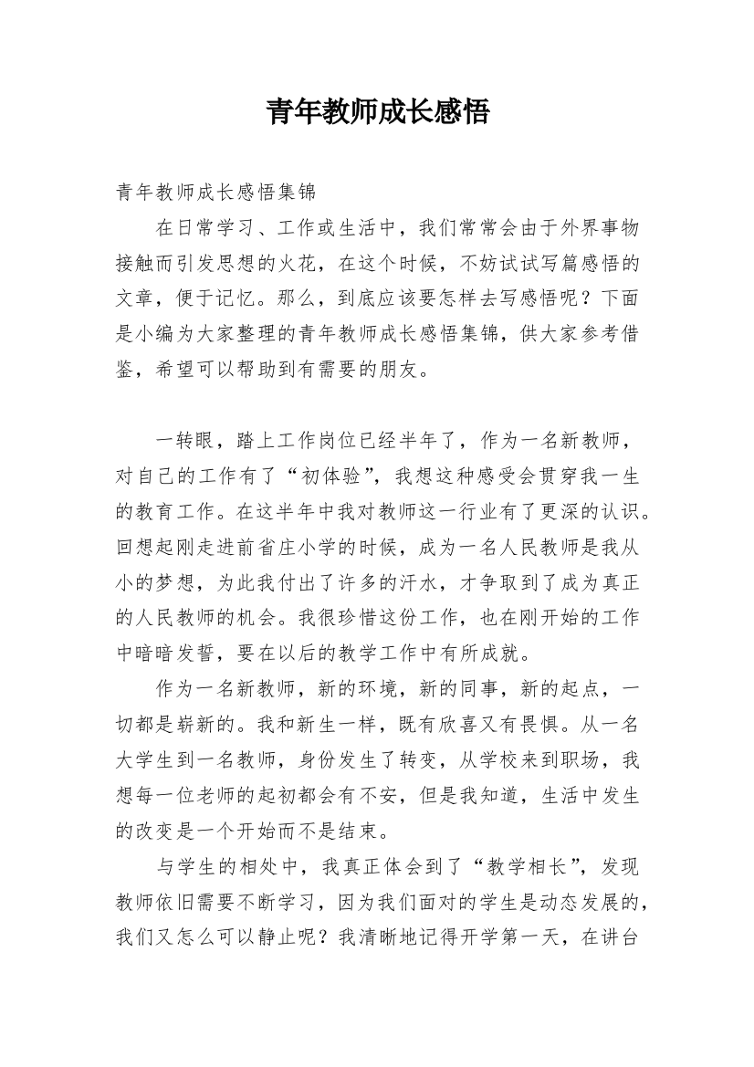 青年教师成长感悟