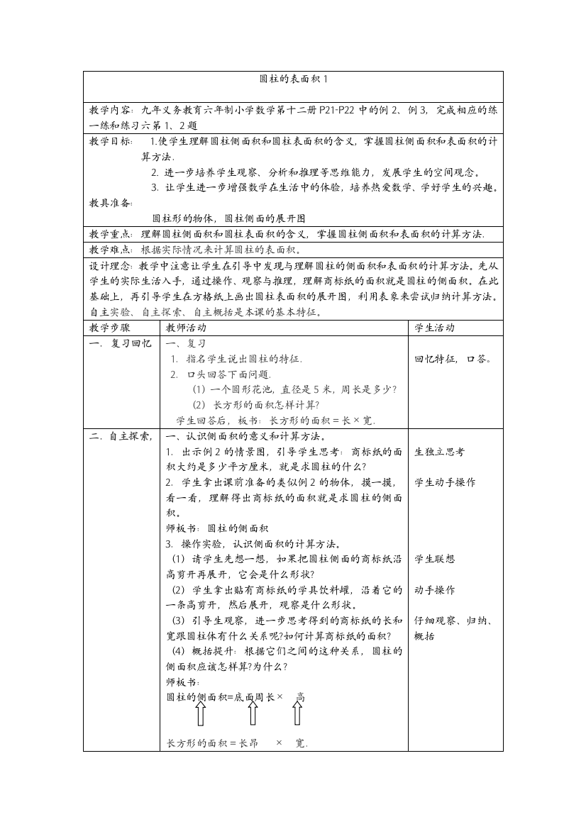 【小学中学教育精选】圆柱的表面积1