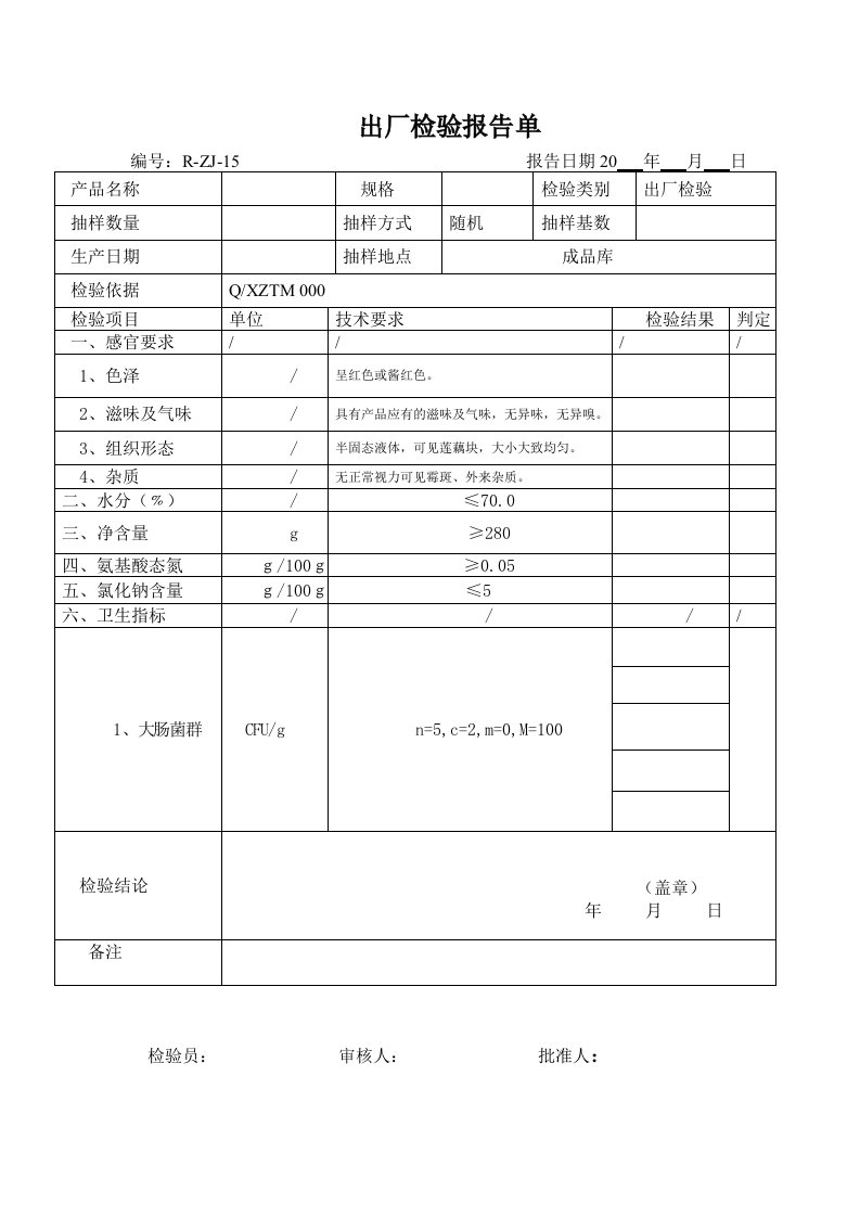 牛肉酱出厂检验报告1