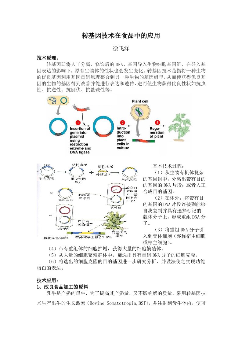 转基因技术在食品中的应用