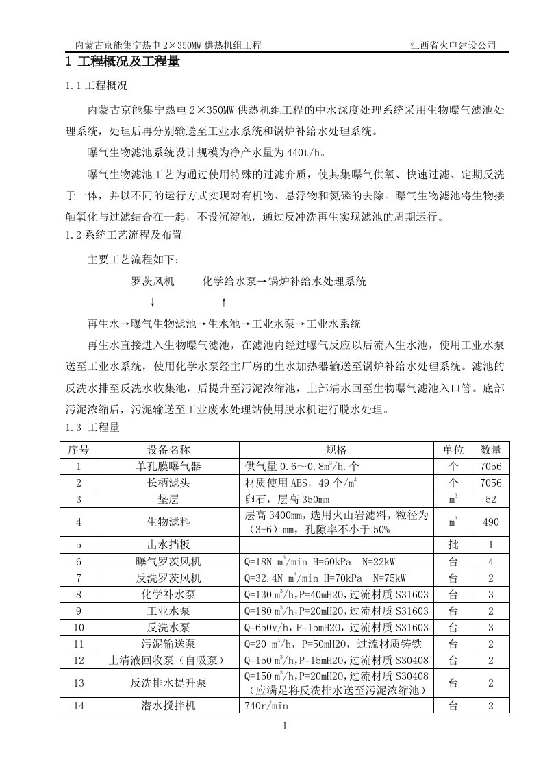 中水深度处理系统安装施工方案