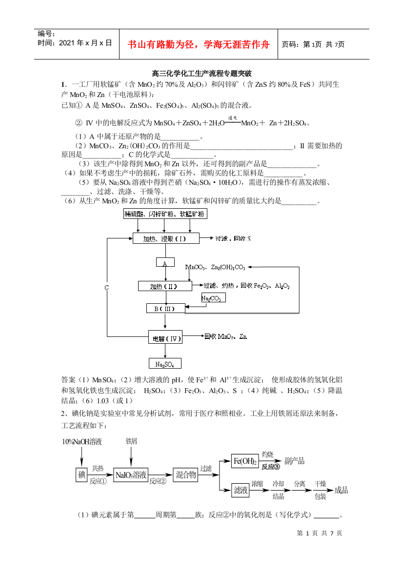 化工生产流程图