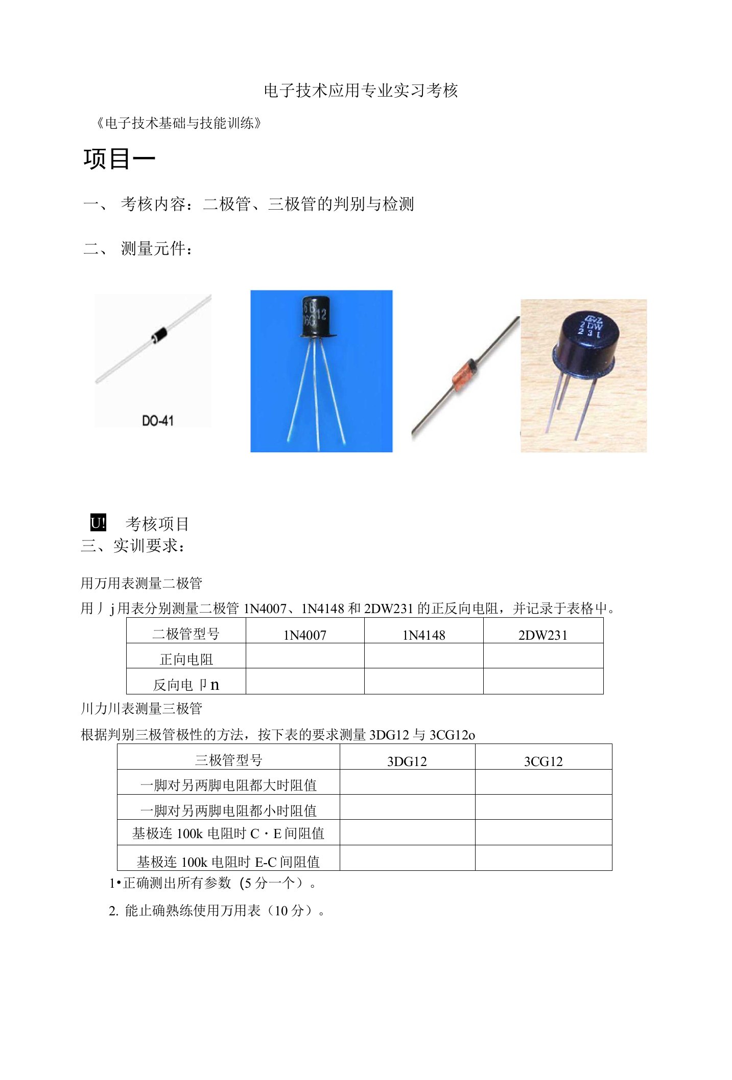 电子技术应用专业实习考核