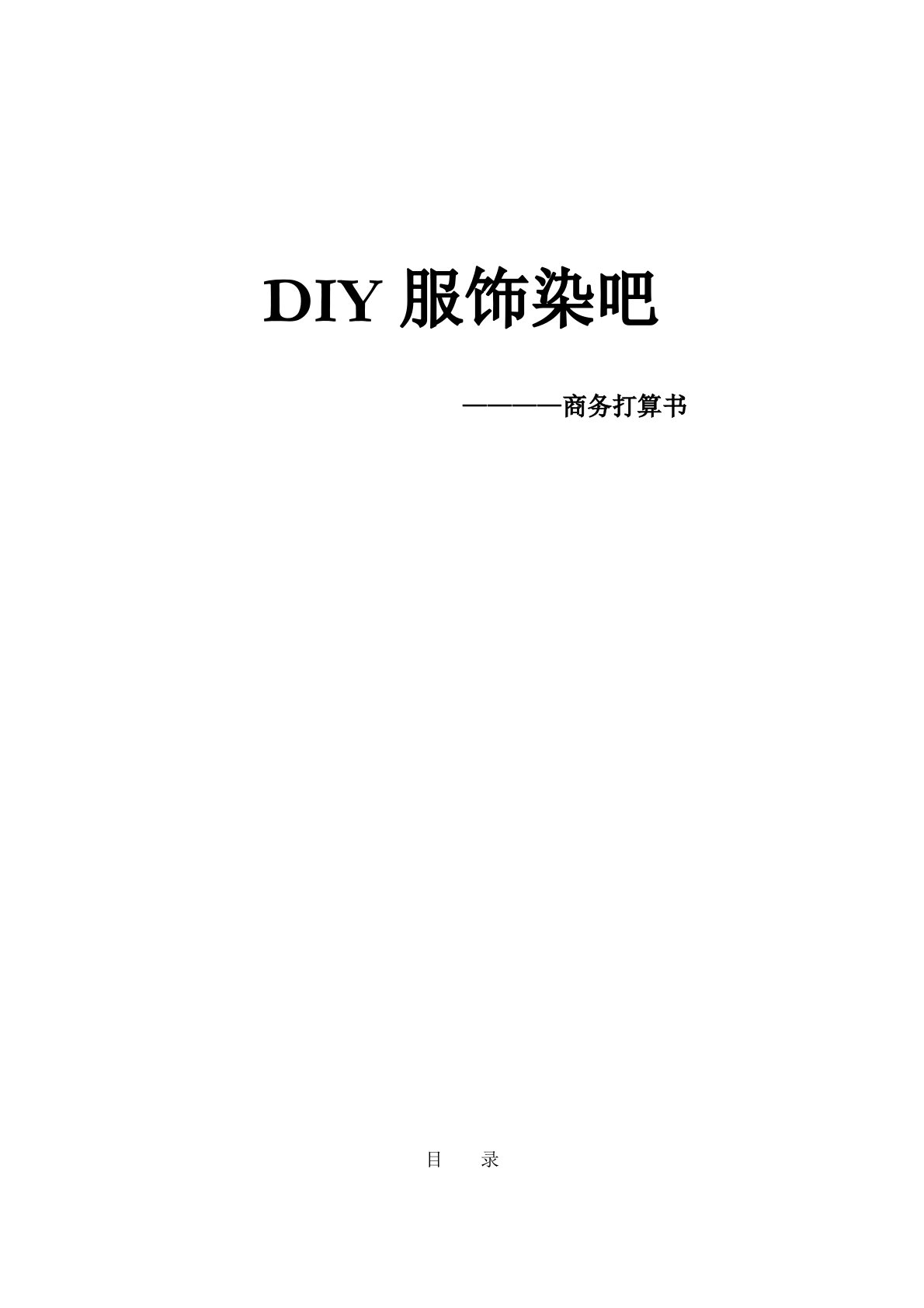 diy服饰染吧商务计划书