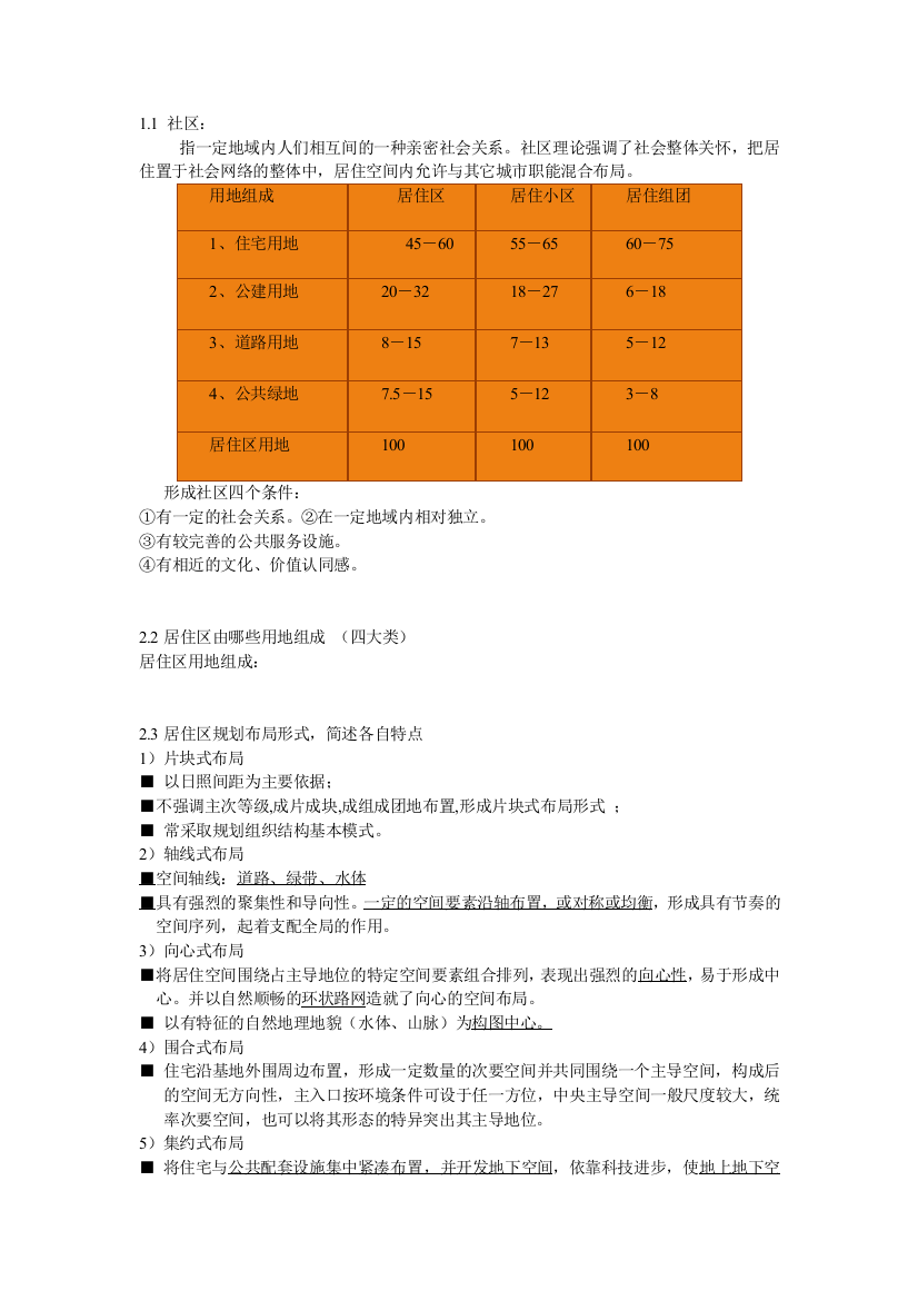 居住区试题及答案-(2)