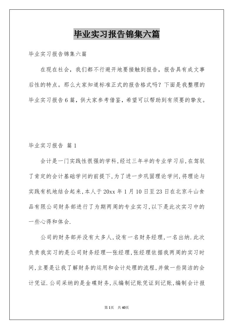 毕业实习报告锦集六篇精选