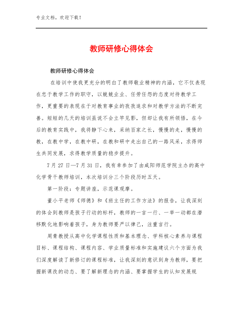 2023教师研修心得体会优选范文19篇文档选编