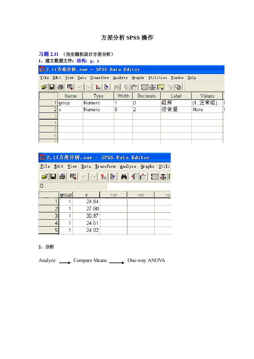 方差分析SPSS操作