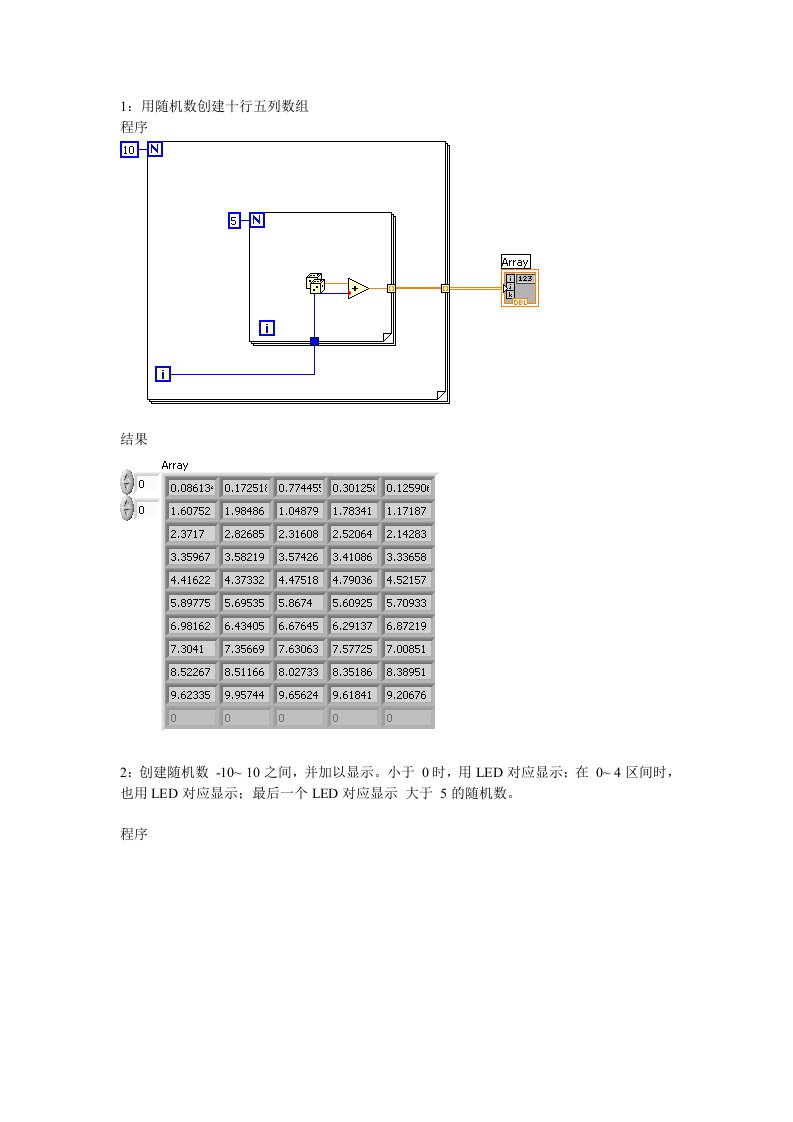 labview创建十行五列数组