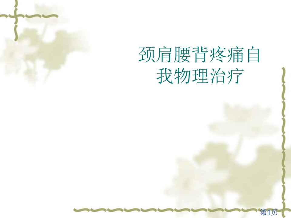 八、脊柱疼痛的自我物理治疗省名师优质课赛课获奖课件市赛课一等奖课件