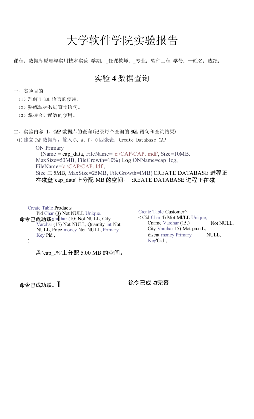 大学软件学院-实验报告数据查询