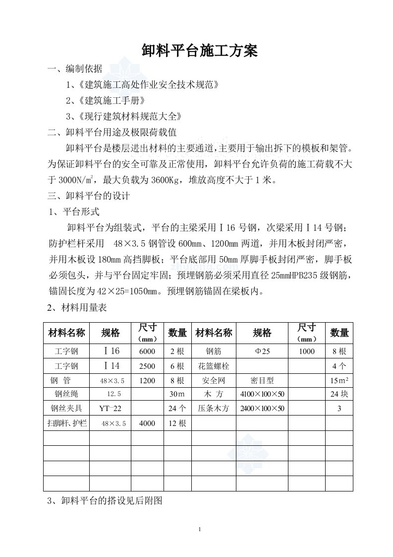 某工程工具式卸料平台施工方案_secret