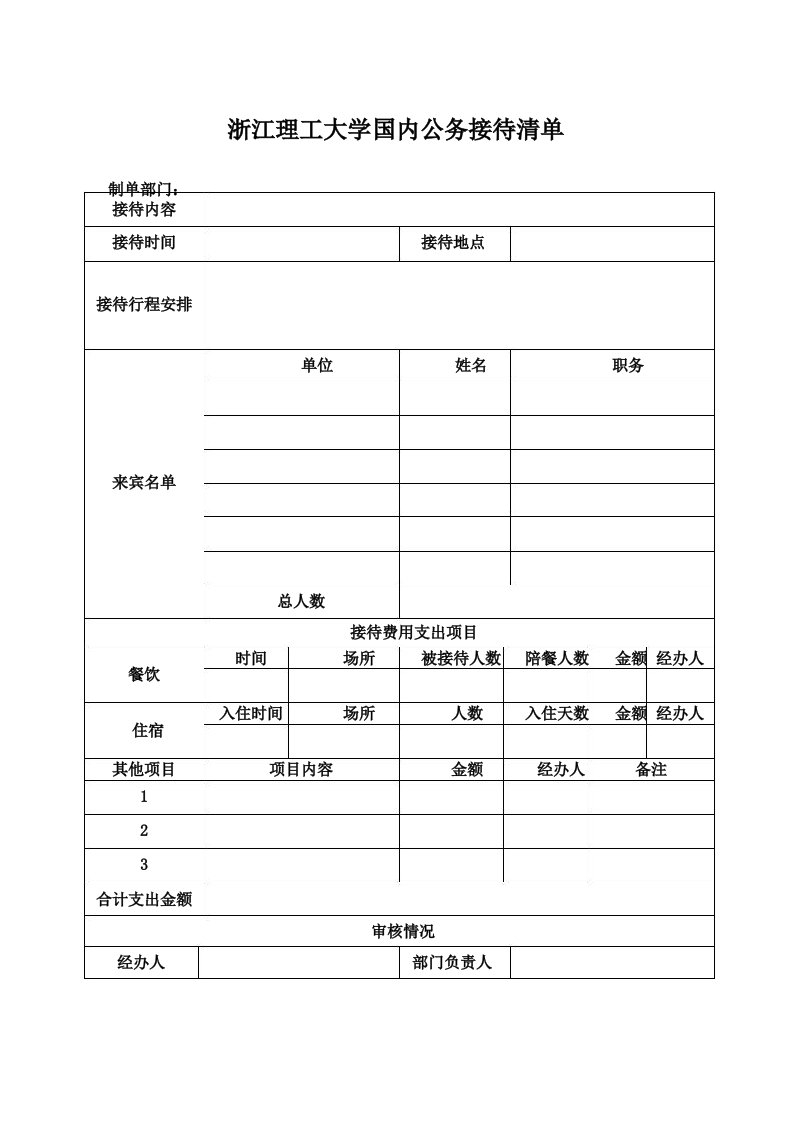 浙江理工大学国内公务接待清单