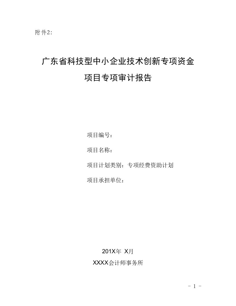 广东省科技型中小企业技术创新专项资金项目专项审计报告参考样式(2016版)【最新资料】