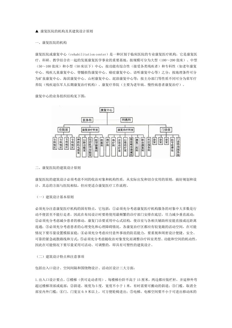 康复医院的机构及其建筑设计原则