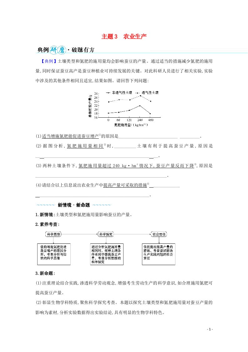 2021年高考生物二轮复习第三篇主题3农业生产学案