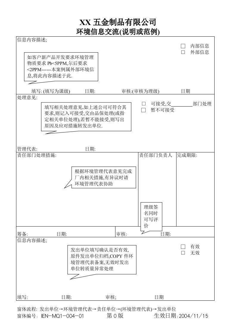 IEN00401環境信息交流表