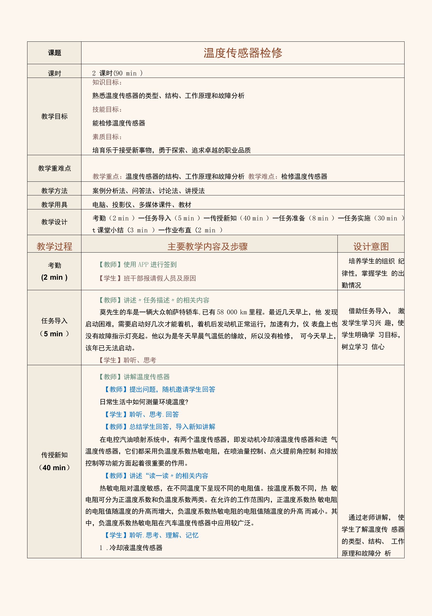 《汽车发动机电控系统检修》教案