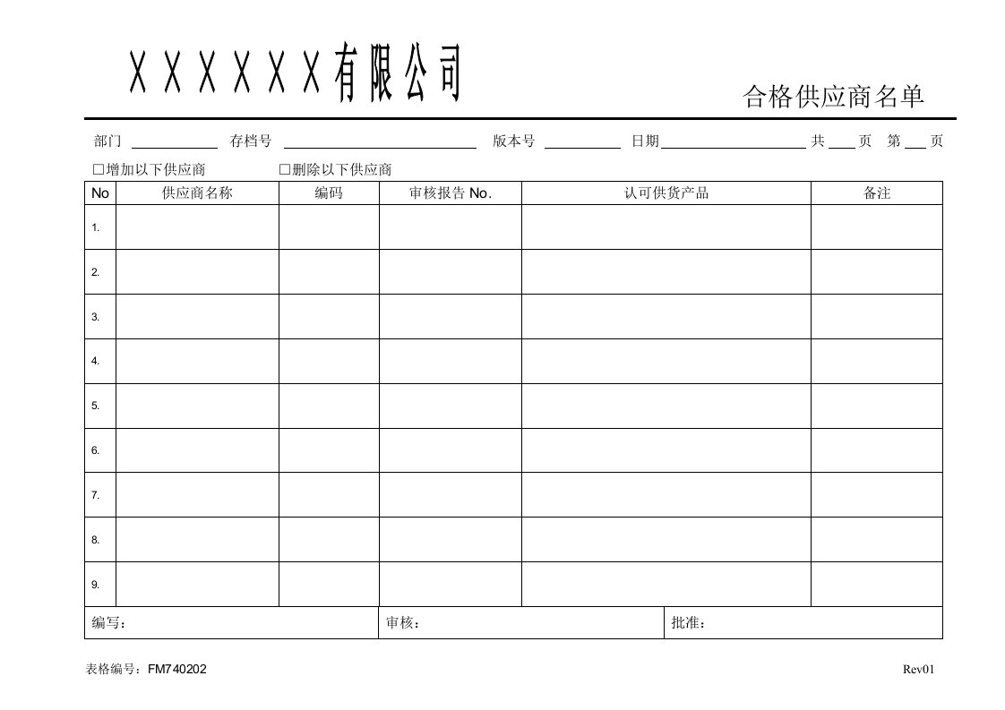 FM740202合格供应商名单