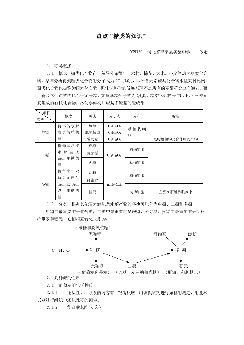 盘点“糖类的知识”