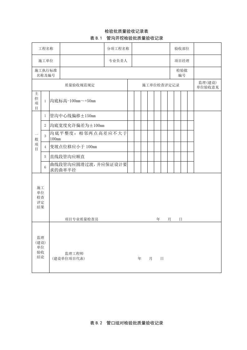 监理单位检验批表格