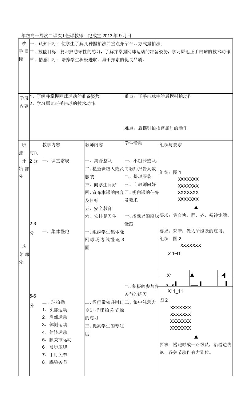 网球第一节课教案(正式版)