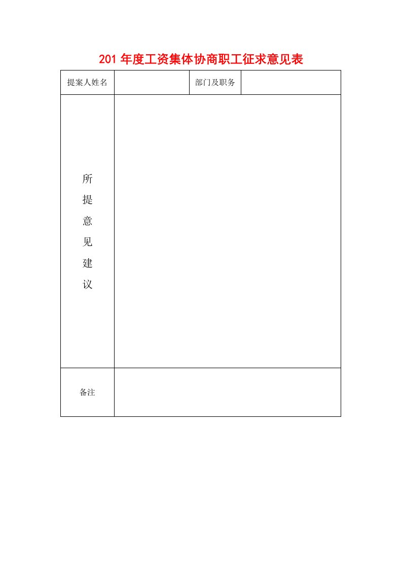 201年度工资集体协商职工征求意见表.doc