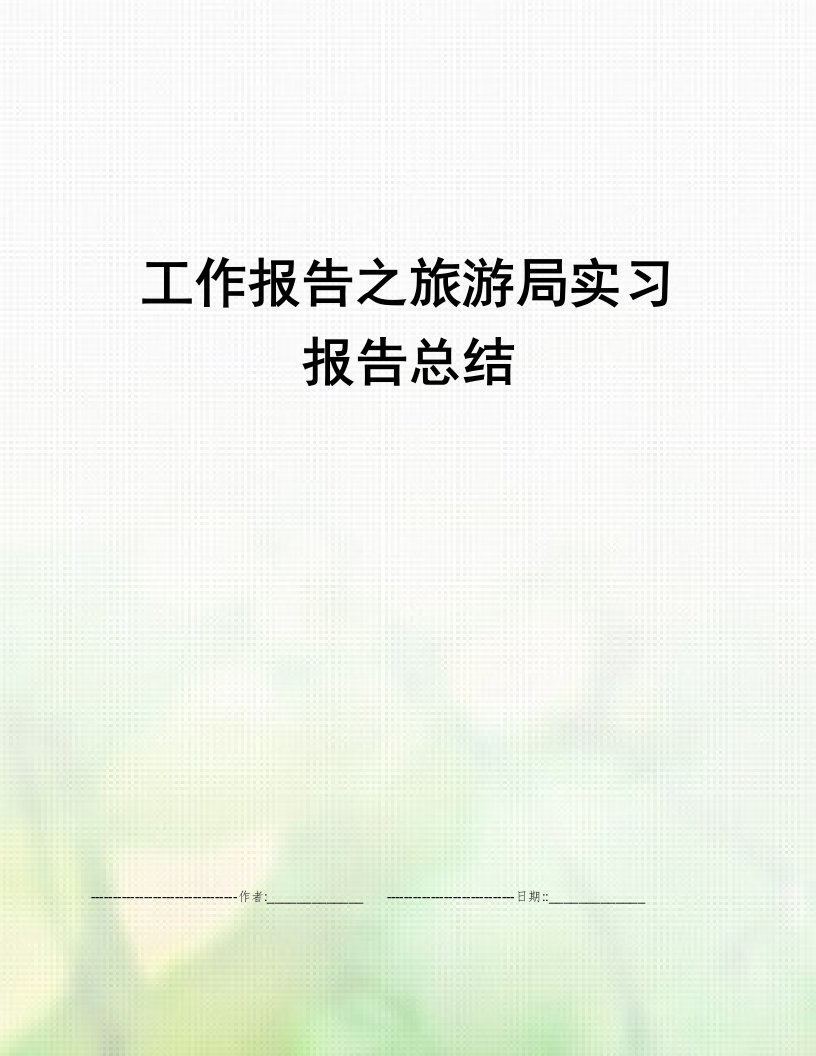 工作报告之旅游局实习报告总结