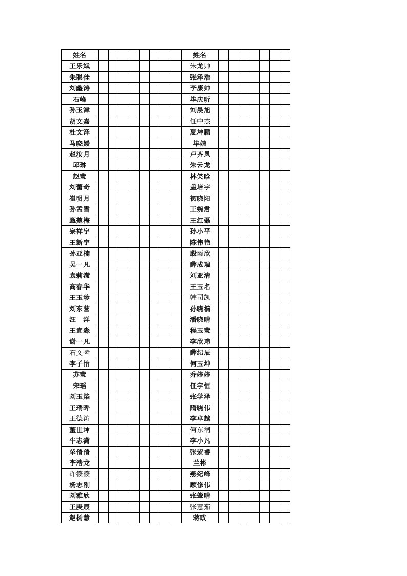 免作业次数记录表