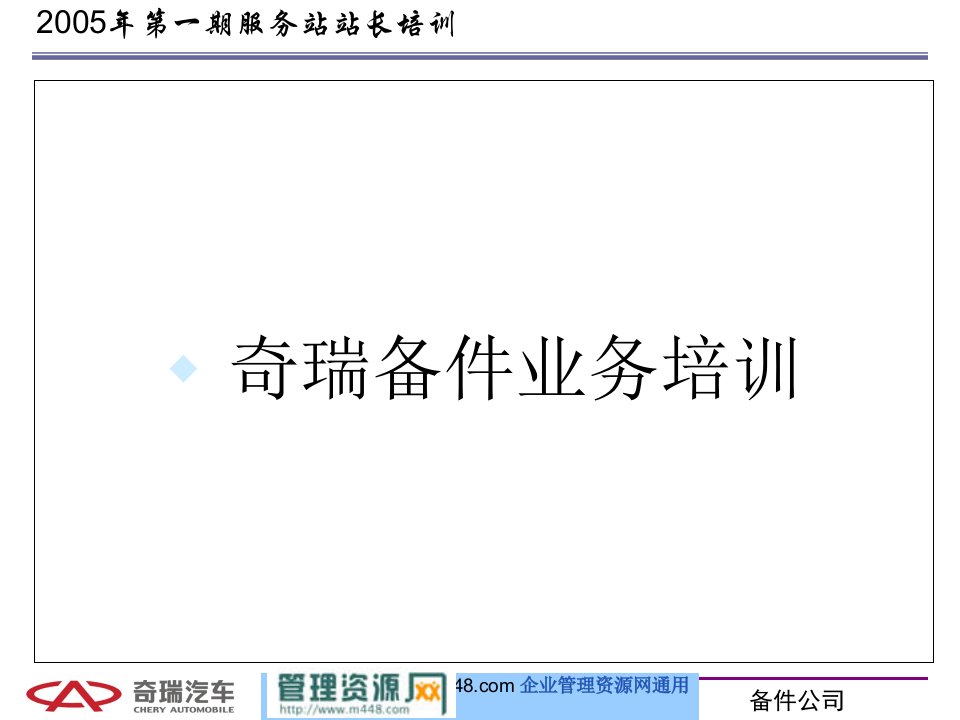 《奇瑞汽车2005年备件业务培训》27页-汽车