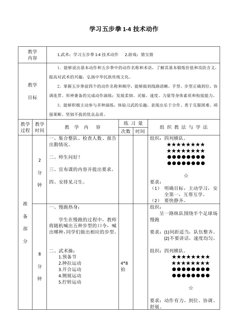 学习五步拳1-4技术动作