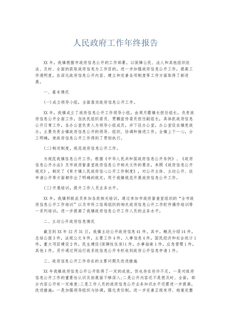 总结报告人民政府工作年终报告