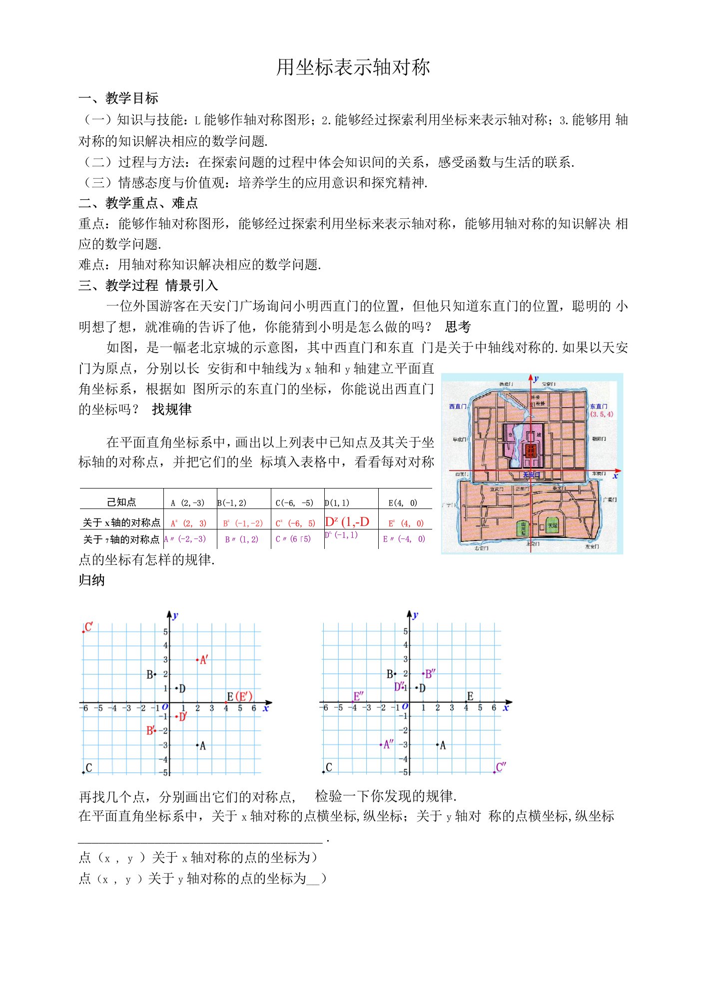 22用坐标表示轴对称教案