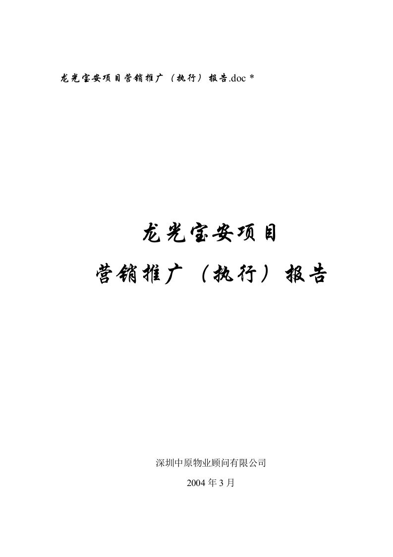 精选某项目营销推广报告