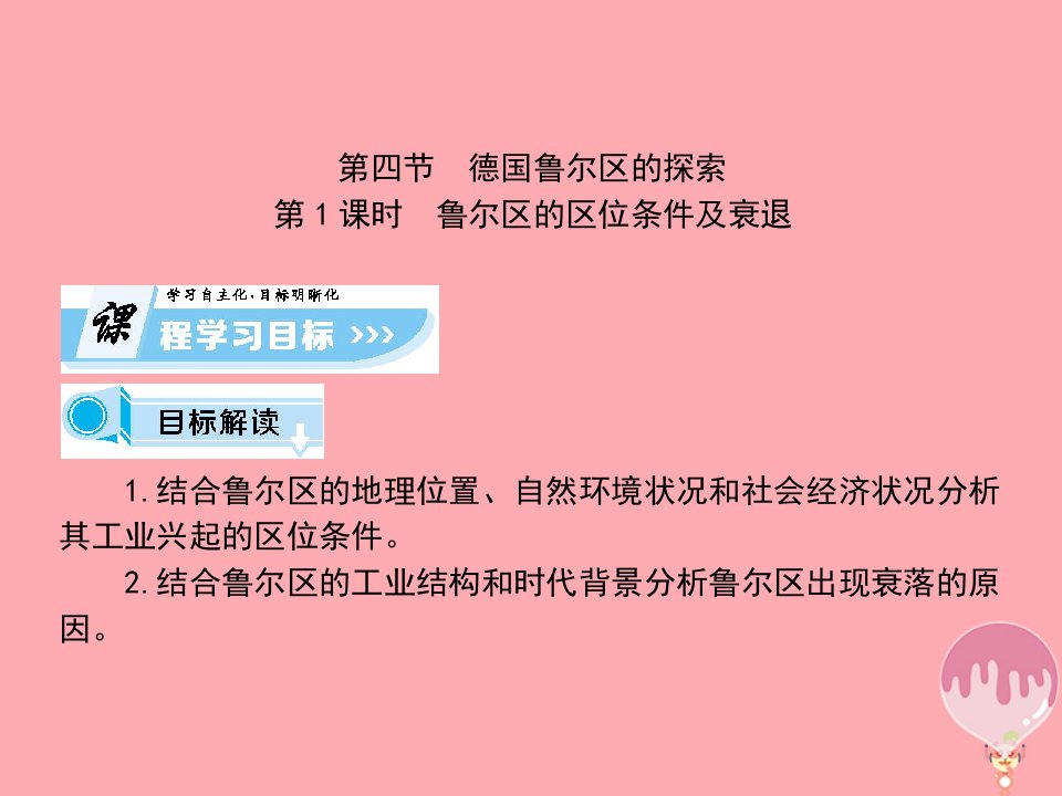 2017_2018学年高中地理第二章区域可持续发展第4节德国鲁尔区的探索第1课时课件中图版必修3