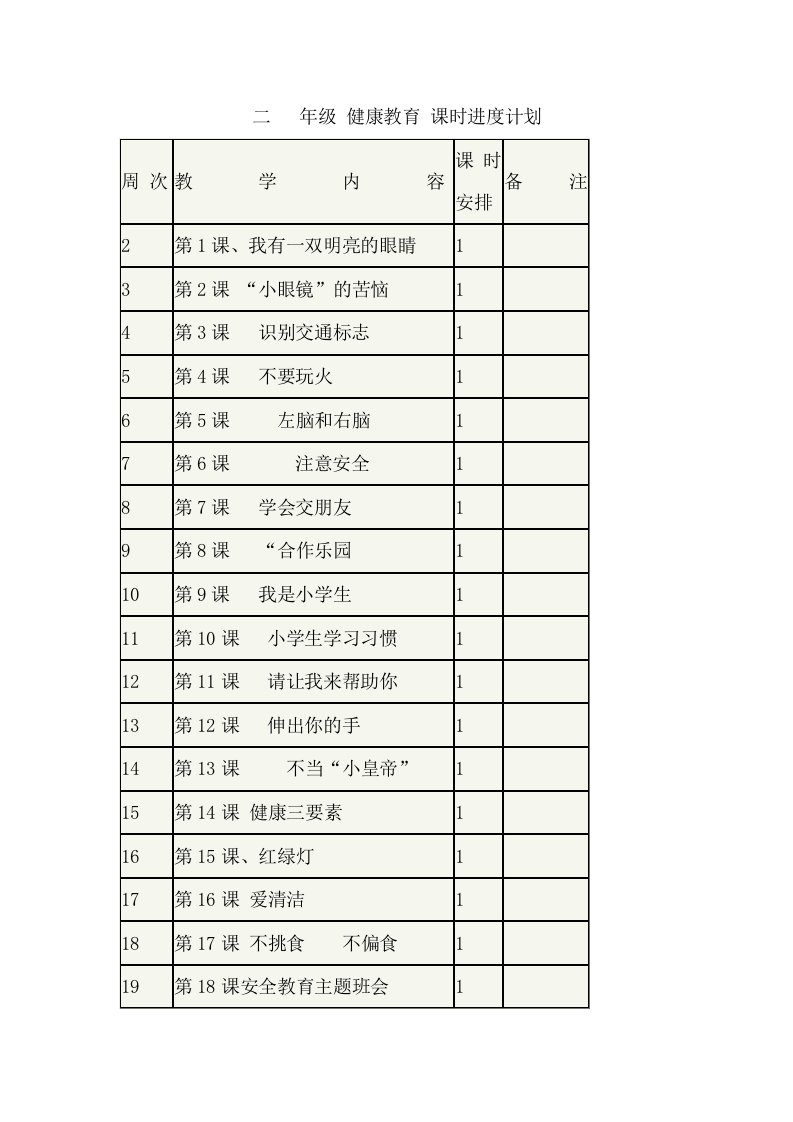 健康教育教案