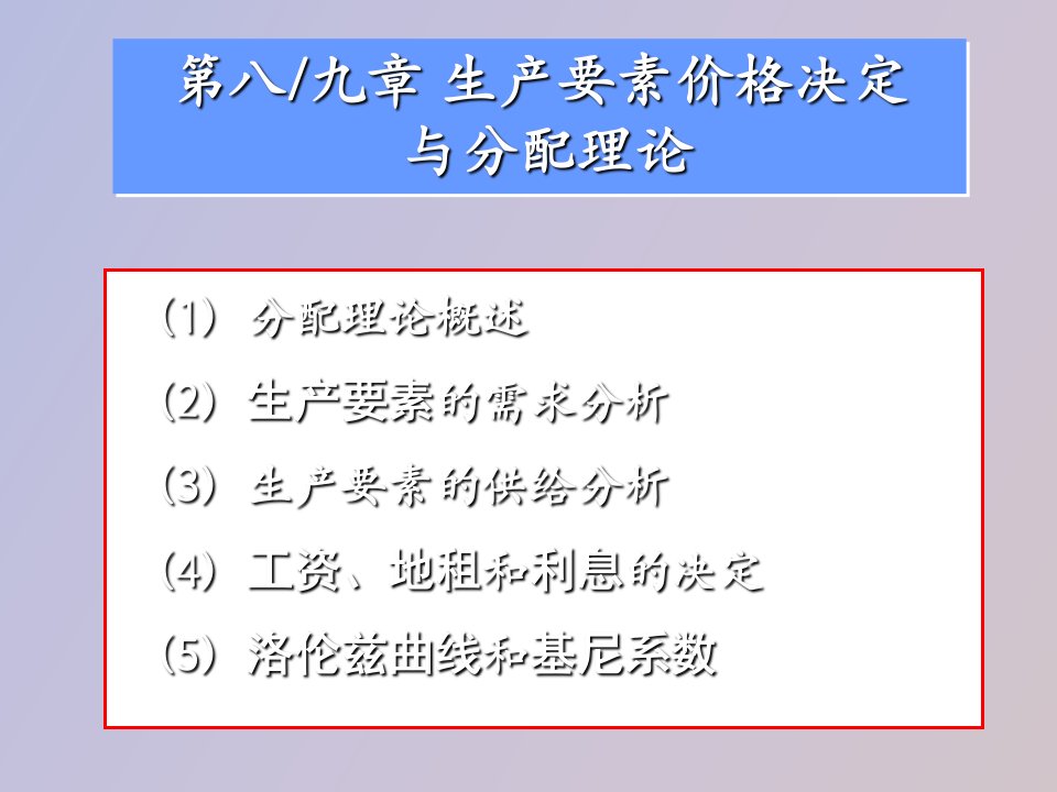 微观经济学第九章要素市场