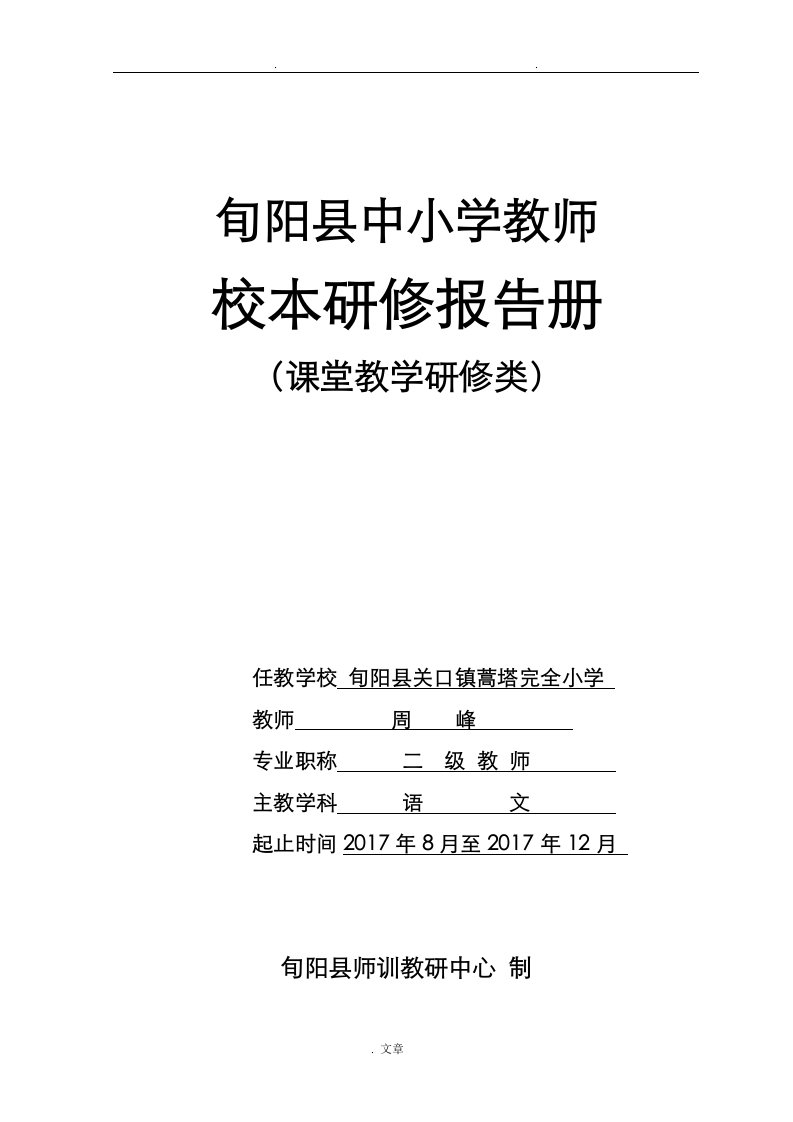 周峰校本研修报告册