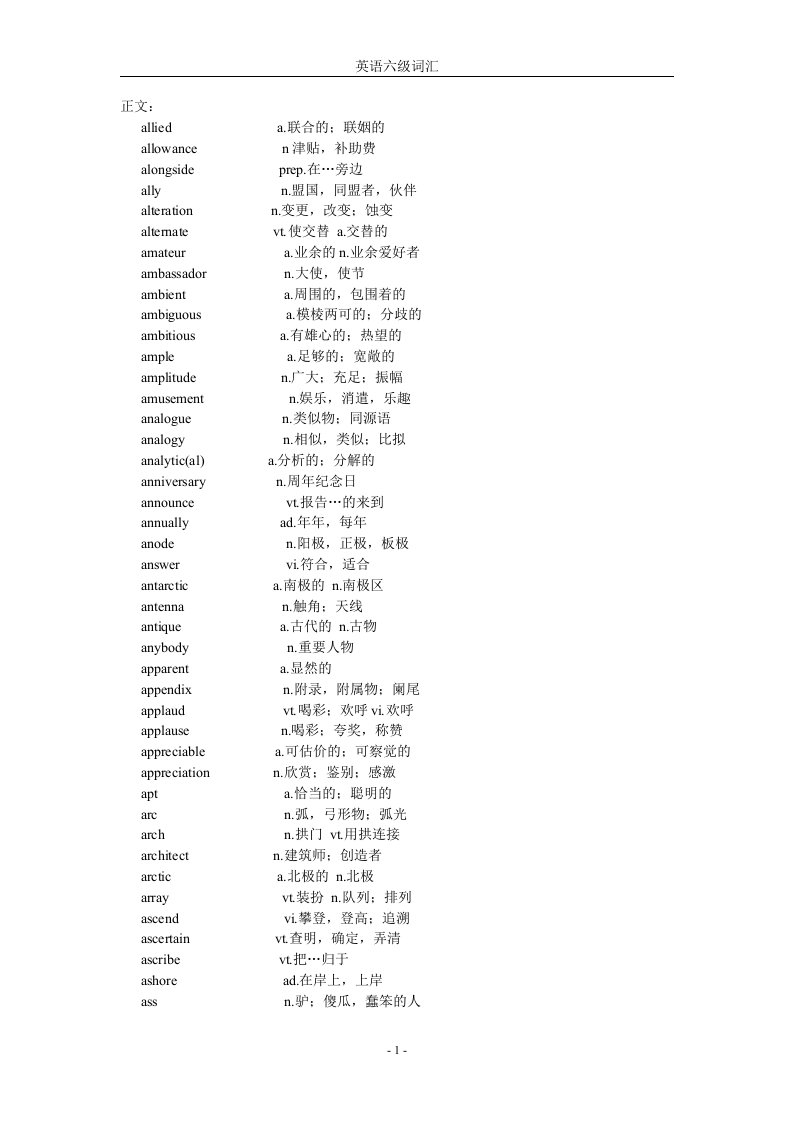 (必备)6月大学英语六级高频常考词汇表