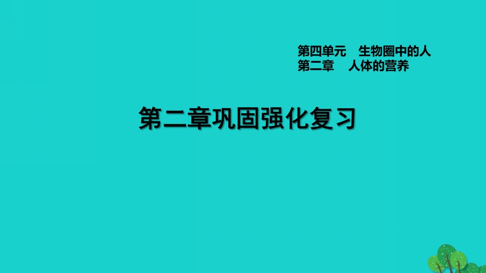 2022七年级生物下册第四单元生物圈中的人第二章人体的营养巩固强化复习习题课件新版新人教版