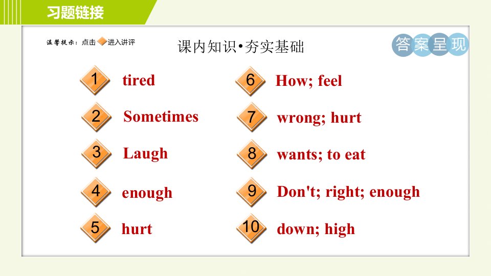 冀教版七年级上册英语习题课件Unit3Lesson16HappyorSad