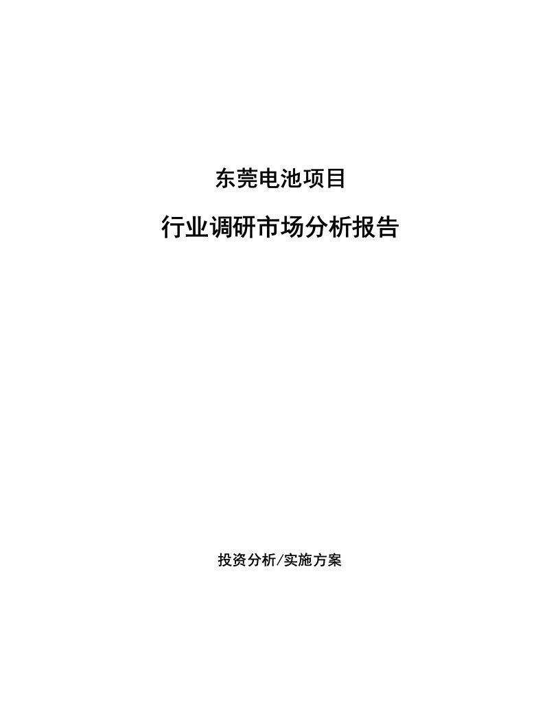 东莞电池项目行业调研市场分析报告