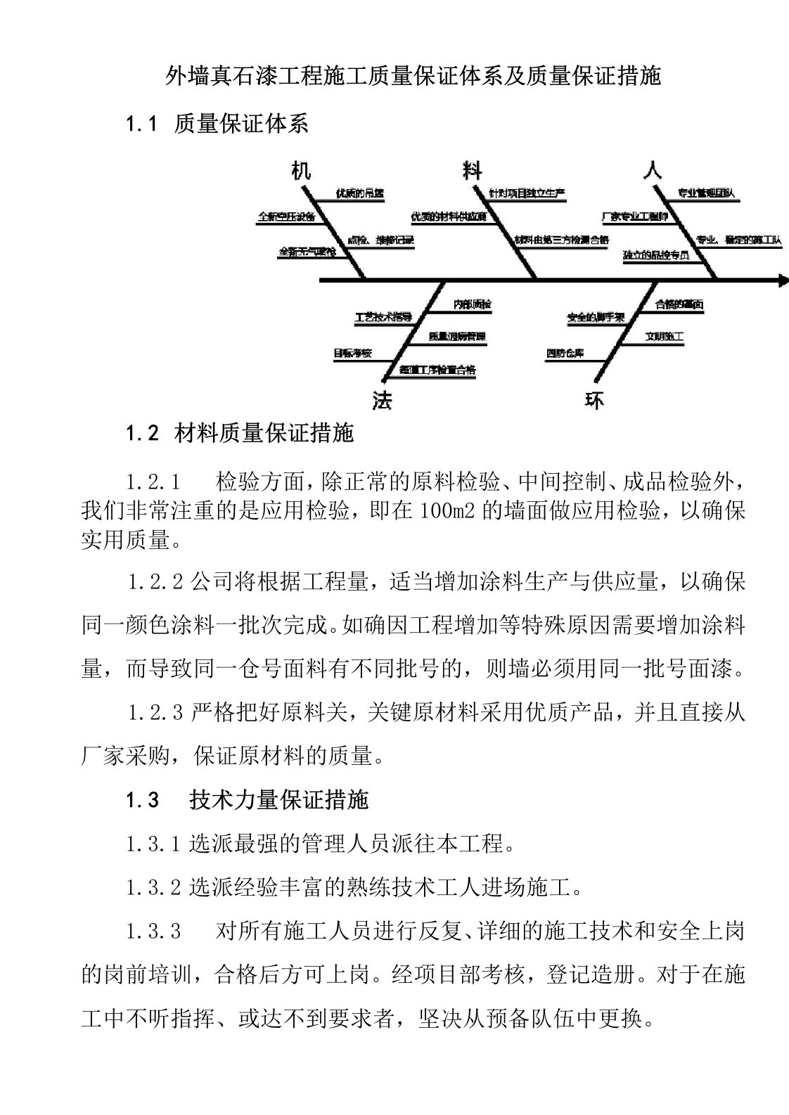 外墙真石漆工程施工质量保证体系及质量保证措施