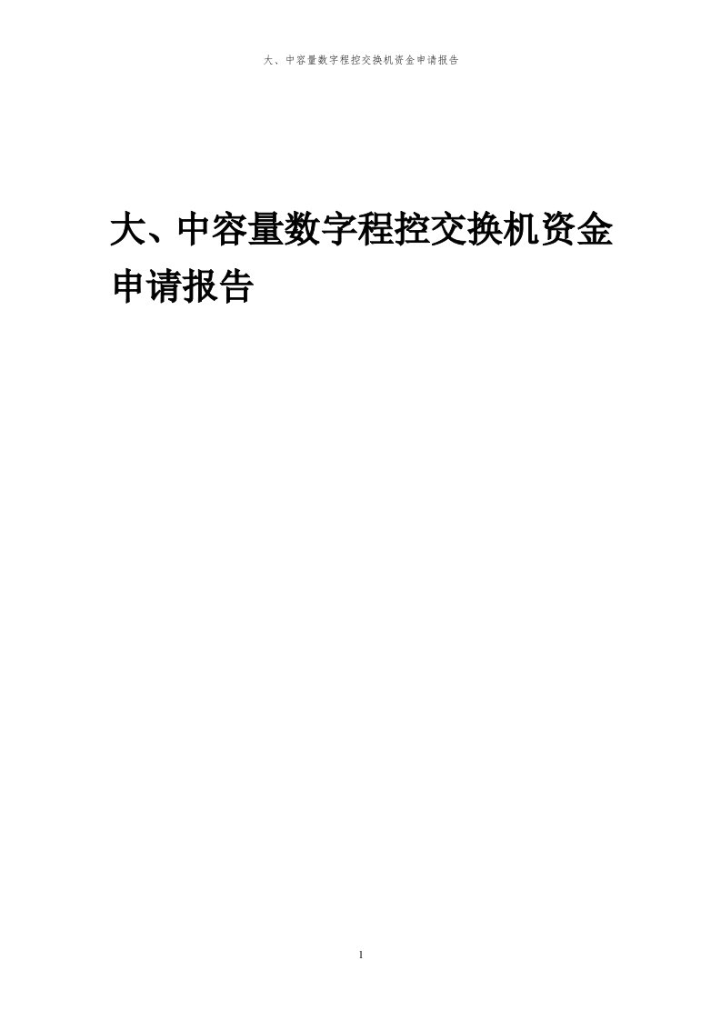 2024年大、中容量数字程控交换机项目资金申请报告代可行性研究报告