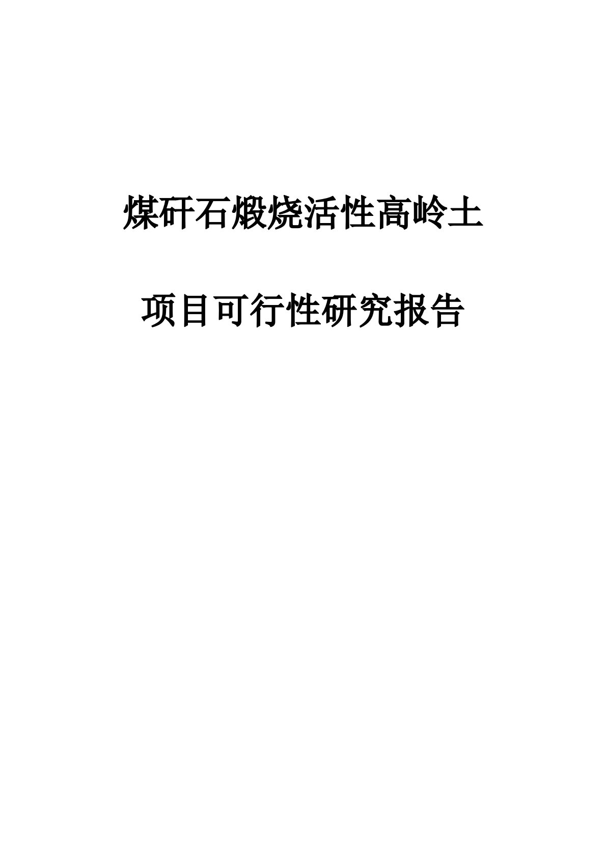 煤矸石煅烧活性高岭土项目可行性实施报告