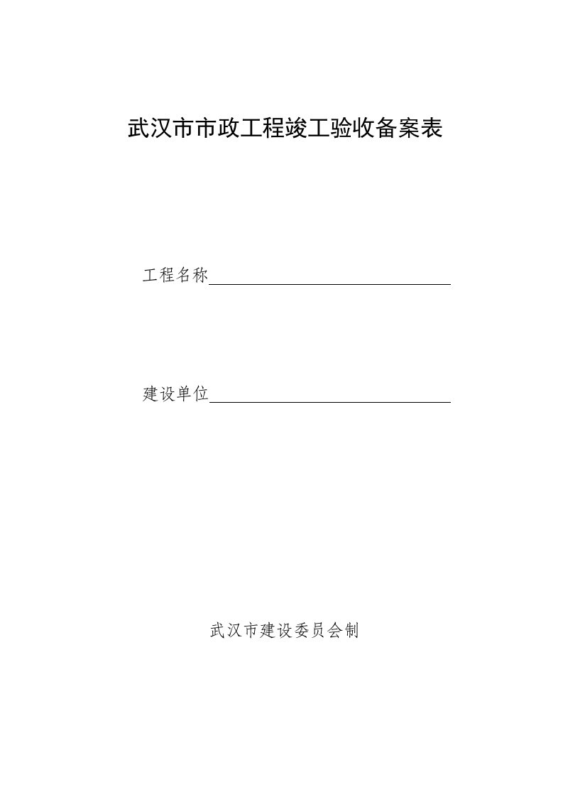 武汉市市政工程竣工验收备案表(精)